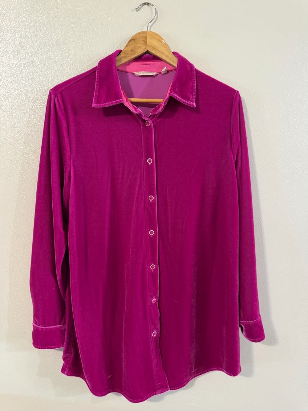 Soft Surroundings Velvet Boyfriend Button Down Tunic Shirt